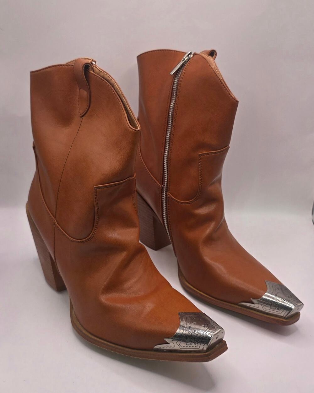 Women's Cowboy Ankle Boots Orange Western EU 43 US 10.5 NEW